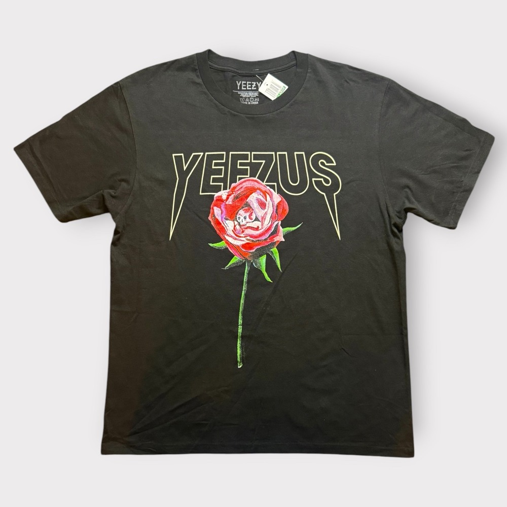 Yeezy Yeezus Tour Rose Graphic T-Shirt Black Large RN-170807 YEBUM005SS